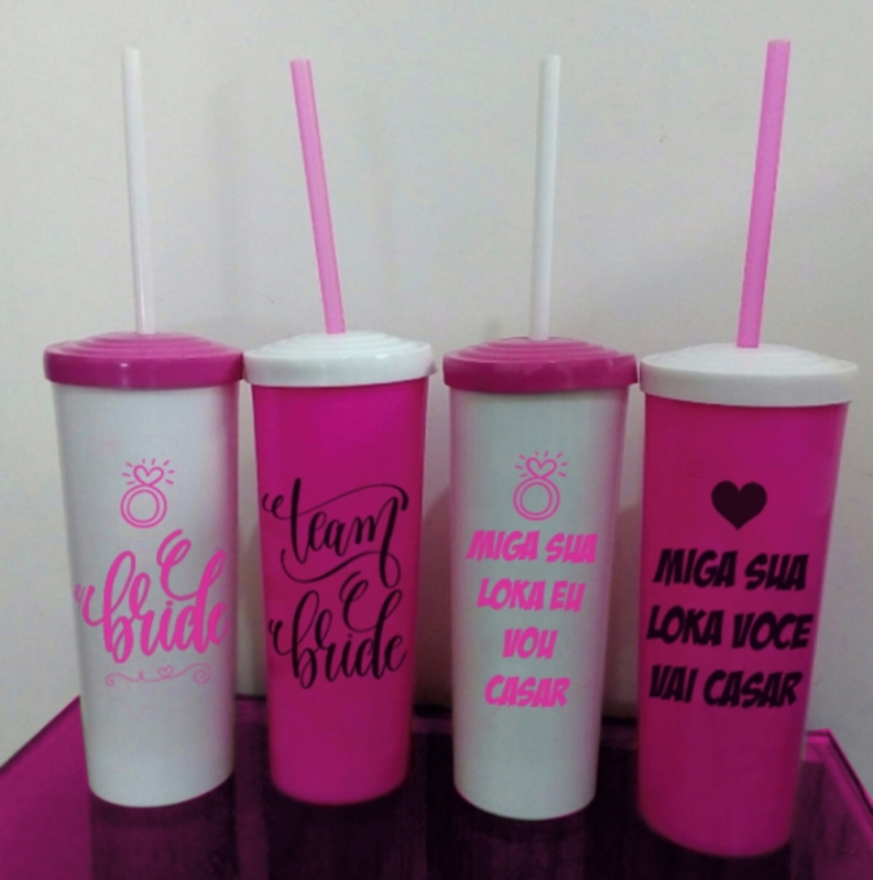 Copo Acrílico Personalizado Casamento Vila Carrão - Copos Acrílico com Tampa Personalizado