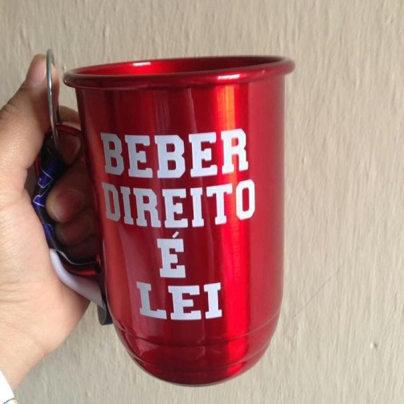 Copo Alumínio Chopp Personalizado Nova Trento - Copos de Alumínio com Alça Personalizados