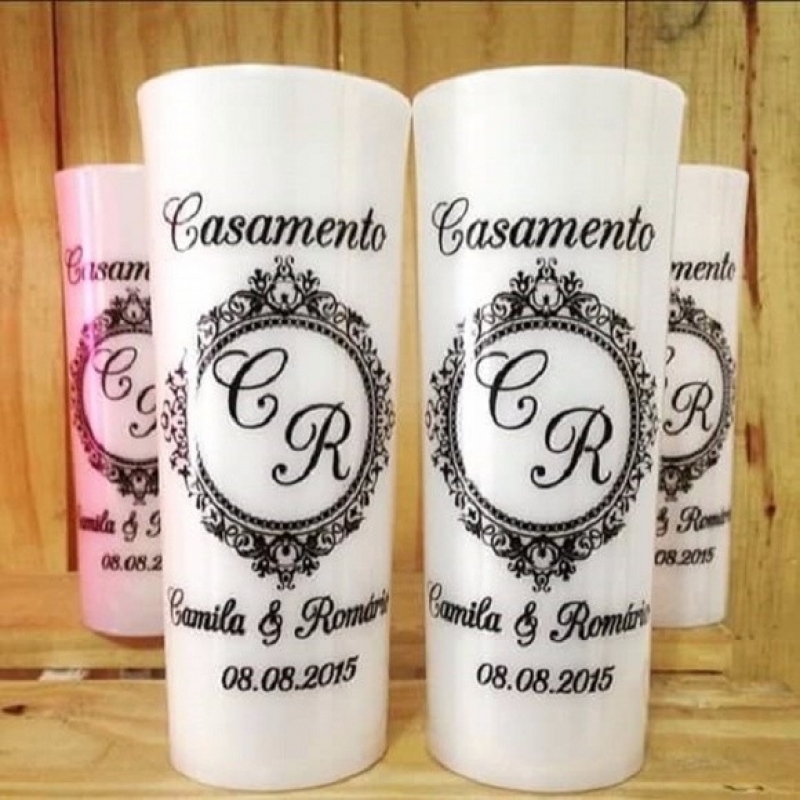 Copo Personalizado de Acrílico para Casamento Juquitiba - Copos Personalizados para Lembrança de Casamento