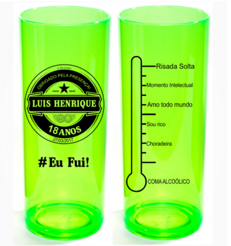 Copos Acrílico Personalizado Long Drink Onde Tem Itaim Paulista - Copos de Acrílico Long Drink