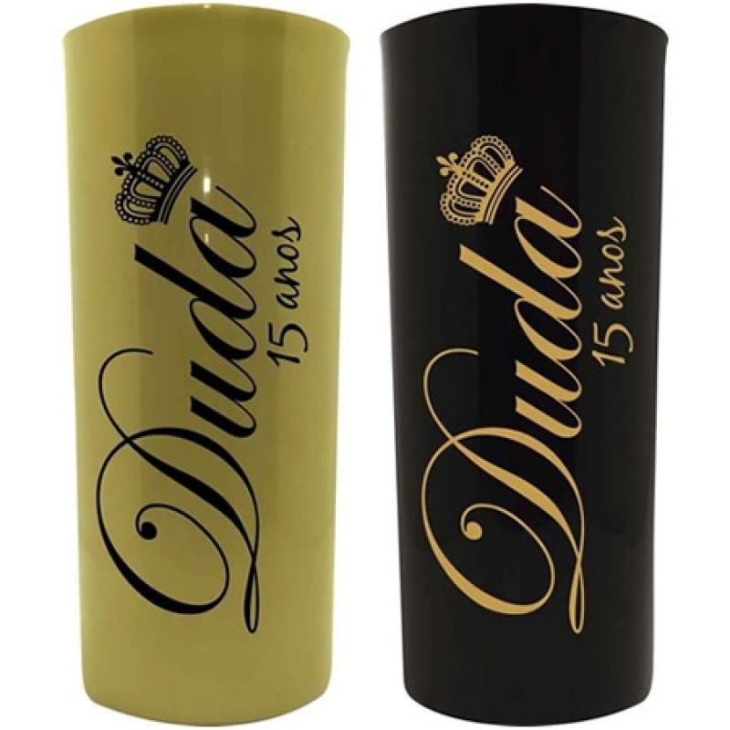 Copos Long Drink Dourado Personalizado Valor São Lourenço da Serra - Copos Long Drink Preto Personalizado