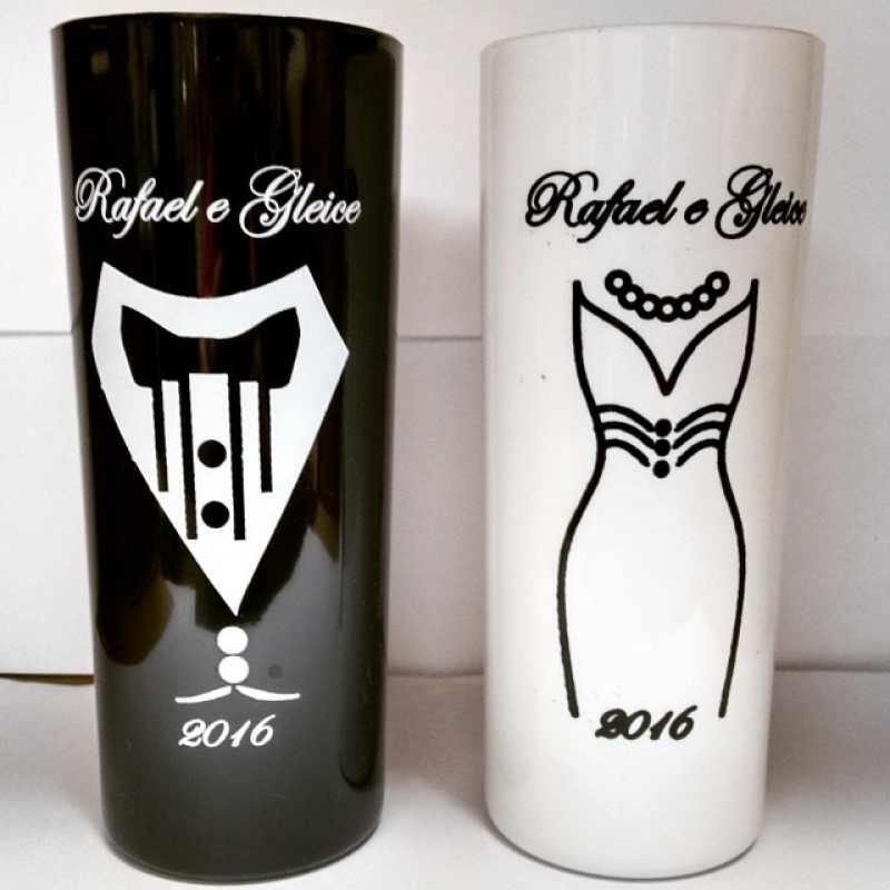 Copos Long Drink Personalizado para Casamento GIRUÁ - Copos Long Drink Preto Personalizado