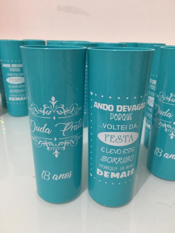 Copos Long Drinks Azuis Personalizados Artur Alvim - Copos Long Drink Branco Personalizado