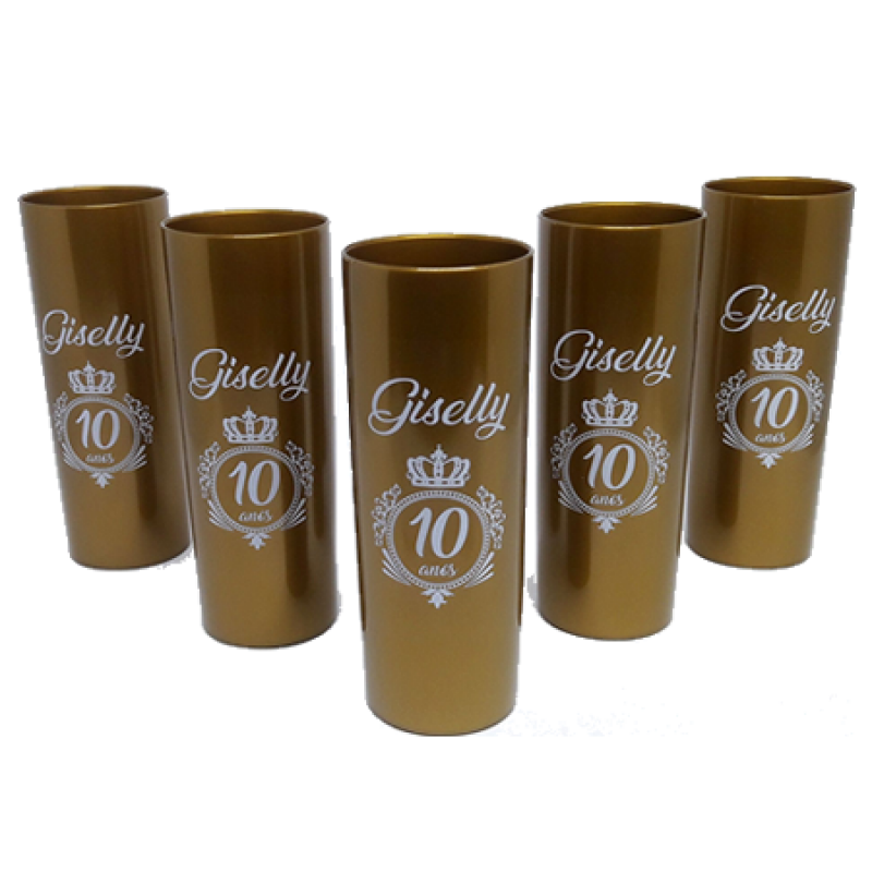 Copos Long Drinks Dourado Personalizados Vila Buarque - Copos Long Drink Neon Personalizado