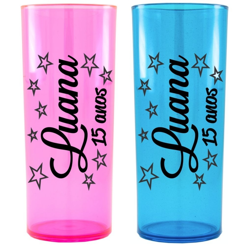 Copos Long Drinks Personalizados Casamento Liberdade - Copos Long Drinks Azuis Personalizados