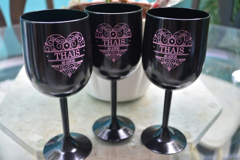 Taça de Acrílico para Vinho Cruzaltense - Taças de Acrílico Decoradas para Casamento