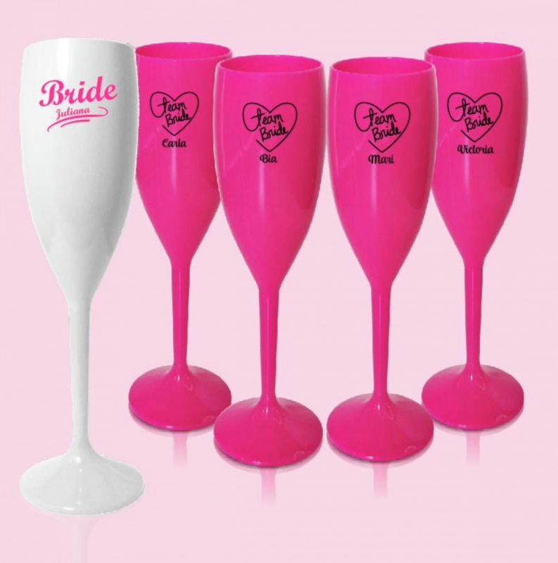 Taça de Acrílico Personalizada para Casamento Caiubi - Taças de Acrílico para Champagne